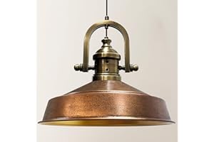 bamyum Asletl Lampadario a Sospensione Vintage, Lampada Vintage Industriale 40 cm Diametro, Lampadario a Sospensione Vintage, Lampada Vintage, Lampada a Sospensione Industriale, Lampadario Colore Rame