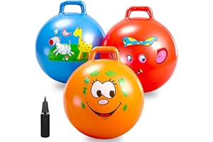 Ynanimery Space Hoppers, 18 Inch Jumping Ball with Handle, Hopper Ball with Pump for Boys Girls Age 3-8 Indoor and Outdoor Garden Game