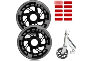 GAOUTO Rolki 120 mm, 2 sztuki, migające kółka zapasowe do hulajnogi wyczynowej, z 10 odblaskowymi naklejkami, koła zapasowe do większości skuterów wyczynowych i skuterów wyczynowych, ciche i odporne na