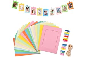guangyuan 20 Stücke Fototaschen zum Aufhängen Fotorahmen aus Pappe,Papier Fotorahmen10 x 15 cm Girlande Fotos Selbstklebende Bilderrahmen zum Foto Netz Klassenraum (Bunte)