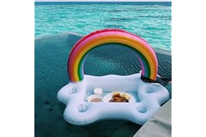 HIAME Colchoneta hinchable para piscina, soporte para bebidas 2 en 1, soporte para bebidas y aperitivos, colchones de aire, flotantes, hinchables, para piscina, fiestas y diversión en el agua