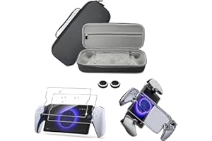 AriKroii Funda PS Portal, Accesorios Case 4 en 1 per PlayStation Portal Remote Player con Funda Transparente, 2 Paquetes de Protector Pantalla de Cristal Templado & 2 Tapas para el Pulgar