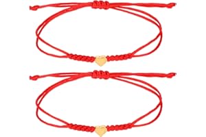 Yolev 2 czerwone bransoletki sznurkowe – regulowane bransoletki z węzłem kabały dla nastolatek, par, sióstr i przyjaciół