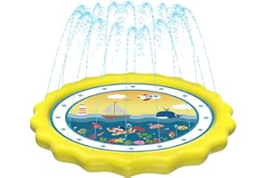 HITOP Kids Sprinklers for Outside, Splash Pad for Toddlers & Baby Pool 60" Water Toys Gifts for 1 2 3 4 5 Year Old Boys Girls Splash Play Mat