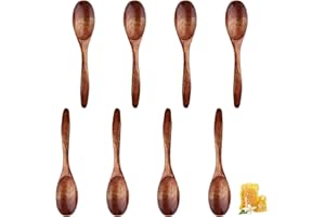 Riloventa 8 Pieza Cucharas Soperas, Cuchara Miel Madera Cocina, Cucharones de Cocina Madera, Tablespoon Scoops with Long Handle, Handmade Olive Wood Spoons, para Chocolate Caliente, Miel, Café