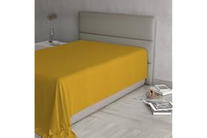 Max Color Bettlaken, 100% Baumwolle, einfarbig, Senf, Einzelbett 150 x 300 cm