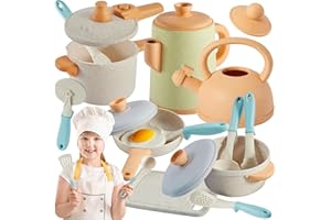 BUYGER Zestaw zabawek kuchennych, akcesoria dla dzieci, malucha w wieku 3 lat, naczynia kuchenne i patelnie, zestaw do zabawy, prezenty dla dzieci, dziewcząt, chłopców, maluchów