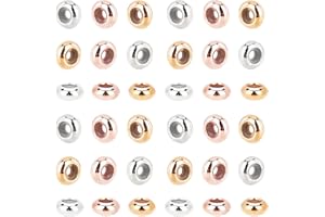 PH PandaHall 60pcs Perline Stopper di Scorrimento in Ottone, 3 Colore 7mm Stopper Perline Slider Catenacci Stopper Beads per Braccialetti Europei Fai Da Te Collane Creazione di Gioielli