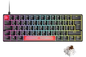 MAGIC-REFINER UK Layout 60% Mechanical Gaming Keyboard Mini Compact Type C Wired 61 Keys LED USB Waterproof Keyboard 14 Chroma RGB Backlight Anti-ghosting Keys+Extra Keycaps for Computer/PC/Laptop/MAC QWERTY, Black