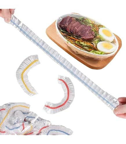 100 Sacchetti Termoretraibili Per Alimenti – Coperture Per Ciotole Con Elastico, Riutilizzabili, In Polietilene, Si Adattano A Quasi Tutti I Piatti (Trasparente) - 3