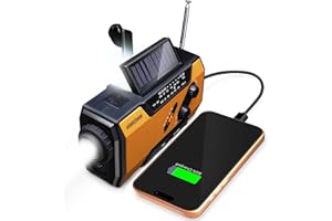 FosPower - Radio Portable d'urgence Météo avec Batterie de 2.000mAh | Batterie Rechargeable par Panneau Solaire, Manivelle, Piles ou USB | AM/FM, Lampe Torche LED, SOS | Recharge Votre Téléphone