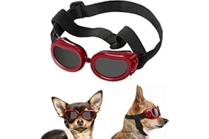 Lewondr Occhiali Cani, Decorazioni Natalizie per Cani, Occhiali da Sole Cani con Cinturini Regolabili, Imbotittura in Spugna, Protezione Polvere, Accessori per Cani Taglia Piccola, Roso