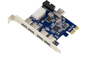 KALEA-INFORMATIQUE PCI Express PCIe to USB 3.0 controller card, 4 external 5G ports and 3 internal ports with 19 POINTS USB3 connector.