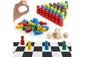 TIVUNORON 80 Pezzi Pedine Multicolori, Scacchi di Pedine Multicolori in Legno e Dadi da Gioco, Tavolo Pedine Gioco per Giochi Tavolo (4 Colori)