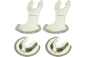 Bionso 4 Pcs Oscillating Diamond Multitool Blade Set Mortar Cutting Saw Blades for Grout Removal and Tile Semicircle Blades Fit Dewalt Worx Rockwell Milwaukee Makita Bosch (65mm Semi Circle Blade)