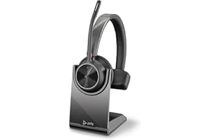 Micro-casque sans fil Poly Voyager 4310 UC et socle de chargement - Micro-casque Bluetooth monaural avec perche de microphone antibruit - Connexion à un PC/Mac/Téléphone portable - Teams (certifié)