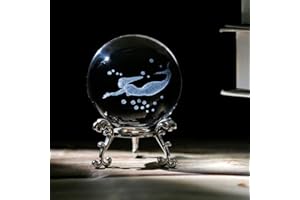 vskikris 3D Crystal Ball with Mermaid Figurines Glass Balls with Stand 3D Crystal Sphere Paperweight Gifts