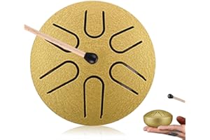 Molbory Tongue Drum: Steel Tongue Drum Mini Zungentrommel 3 Zoll 6 Töne Stahlzungentrommel Handpan Drum Handtrommel Percussion Klangtrommel mit Schlägeln