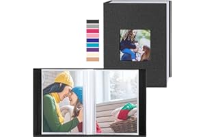 Benjia Small Photo Album 6x4 2 Packs, Each Pack holds 50 Pockets, Slip in Mini Linen Top Loading Photo Albums Holds Portrait Only 10x15cm Picture Black