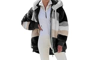 Livonmone Fleecejacke Hoodie Damen Kapuzenpullover Teddy-Fleece Warm Herbst Wintermantel Stilvoller ReißVerschluss Fellmantel PlüSchjacke Mit Taschen