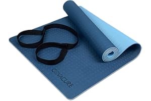‎COVACURE COVACURE Yogamatte Gymnastikmatte Sportmatte - 183 x 66 x 0,6 cm Fitnessmatte TPE rutschfest Yogamatte, Licht, Langlebig mit Tragegurt für Yoga & Pilates (Blau)