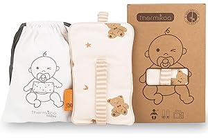 THERMIKOA Cintura anticoliche per bebè regolabile – Fascia da sacco termico con semi per alleviare il dolore di coliche. 19 x 12 cm – Sacco cintura per le coliche con custodia lavabile (blu)