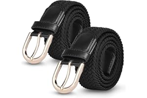 flintronic 2PCS Cinturón Trenzado Elástico, Vintage Cinturón Trenzado Elástico, Cinturón Tejido Cinturón Golf para Hombres y Mujeres, Ancho 3.3 cm/Largo 107cm