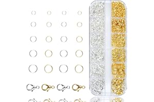 JOYAN 600 Pièces Anneaux de Saut en Métal Kit Fabrication de Bijoux 20 Pièces Fermoirs pour Homard Kit Fabrication Bijoux Adulte Anneau pour Bijoux pour DIY Boucles d'oreilles Colliers Bracelets (Or+Argent)