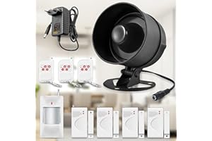 FUERS 10 Pieza Alarmas para Casa Sistema de, Inalámbrico Control Remoto por SOS con 115dB Sirena de Alarma, Alarma para Puerta, Sensor de Movimiento para Hogar, Apartamento, Garaje