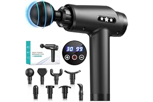 KOOFIT Pistolet do masażu głębokich tkanek, pistolet do masażu, potężny pistolet do masażu mięśni, 30 prędkości, przenośny masażer perkusyjny mięśni, bezprzewodowy, cichy, elektryczny masażer ręczny do