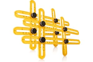 Robin Goods Modello angolare 2X - Multi-Angolo - Righello Multifunzionale con 8 Lati - Strumento di misurazione dell'angolo - Campo di misurazione (2 Pezzi - Giallo)