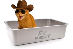 Miauff Edelstahl Katzenklo Wanne 39×59×15 cm – Hygienische, geruchsfeste Katzentoilette – Rostfrei, leicht zu reinigen, modernes Design​ (weiß)