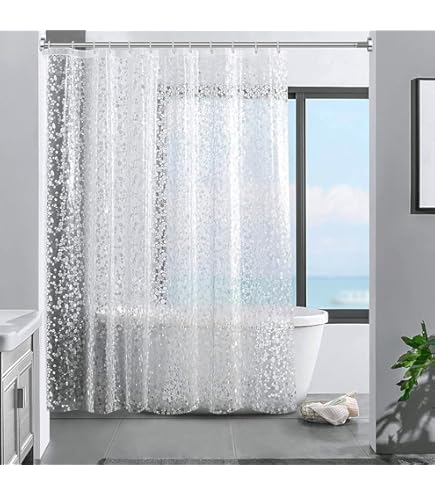 Tenda Doccia EVA Antimuffa 240x200 Cm - Trasparente 3D, Lavabile, Con 16 Ganci, Ecologica - Foto 6