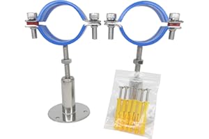 NOVSINO Fascetta stringitubo regolabile in altezza – montaggio a parete/soffitto per tubi da 60 mm fino a 65 mm, pesante supporto per tubi antiruggine con materiale di fissaggio, set da 2