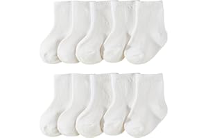 QIYIENDIAN 10 paia di calzini per neonati Calzini in cotone morbido elastici per neonati in tinta unita per bambini unisex