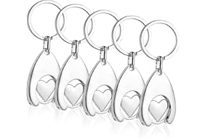 WOUMON 5 Pezzi Chiave per Carrello della Spesa, Portachiavi Gettone Carrello Spesa Rimovibile,Chip per Carrello in Acciaio Inox per Carrelli della Spesa (Stile 3)