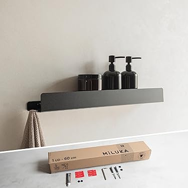 Doucherek zonder Boren - Zwart - 30 CM - Rvs