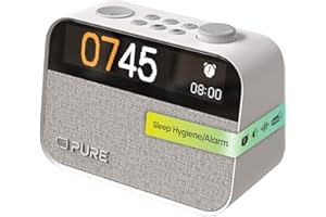Pure Moment Radiowecker für Schlafzimmer & Büro (DAB+/FM Digital Radio, Bluetooth, White Noise Geräusche Einschlafhilfe, Wake Up Light Lichtwecker, Nachtlicht, Alarm, dimmbares Display) Weiß