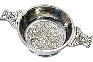 Wentworth Pewter - Celtic Circle Pewter Quaich Whisky Tasting Bowl Loving Cup Burns Night (Standard 90mm Diameter)