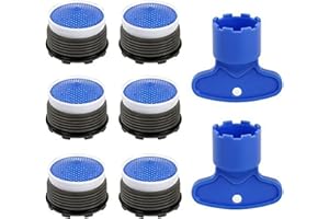 BESMRPG 16.5mm Set Mit 6 Perlatoren Wasserhähne, 2 Stück Belüfterschlüsseln, Mischdüsenschlüssel,Bubbler Schlüssel, Außengewinde Strahlregler,Wasserhahnfilter Perlatorschlüssel Für Badezimmer, Küche