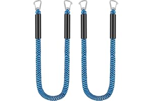 XUANNIAO Cime di ormeggio elastiche per barche con due ganci 316, 4 piedi si allungano fino a 1,8 m, confezione da 2 per attracco, linea di ormeggio, accessori per barche, corde di attracco PWC per barche,