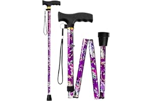 SR ESSENTIALS Easy Folding Walking Sticks for Ladies, Men - Floral Design Folding Extendable Walking Sticks for Men Disabled - Adjustable Height Lightweight Walking Canes for Women Collapsible Walking Stick