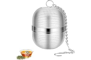QINSKY Filtro Per Tè In Acciaio Inox,Infusore per Tisane Palline da Tè Filtro de Te Acciaio Inossidabile 304 Filtro da tè con catena Filtro per Tè per Tazza/Teiera/Bollitore