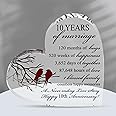 10th Anniversary Present for Him and Her - Tin Wedding Anniversary Present for Couple - Unique Acrylic Heart-Shaped Keepsake for 10 Anniversary