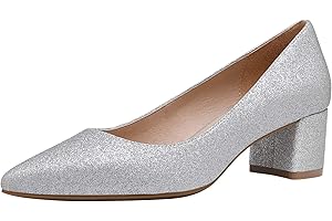 DREAM PAIRS Damen Pumps mit klobigem spitzer Blockabsatz und niedrigem Absatz