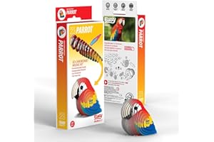 EUGY 650023 Puzle de animales de loro 3D para niños y adultos para montar, figura de animal DIY, juego de manualidades a partir de 6 años, Parrot Colors