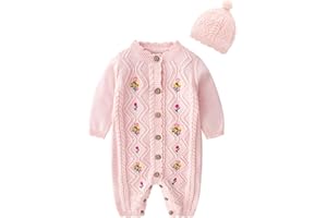 amropi Neonato Maglione Unisex Bambino Tutine Manica Lunga Pagliaccetto Lavorato a Maglia Tuta per 0-24 Mesi