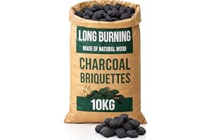 10kg Bag of Premium BBQ Charcoal Briquettes, Hotter Longer Burning Constant High Temperature Barbecue Charcoal, Perfect for O