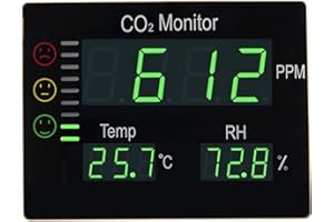 Seben HT-2008 Semaforo per contatore di CO2 con display XL LED per la misurazione dell'aria interna di anidride carbonica, umidità e temperatura