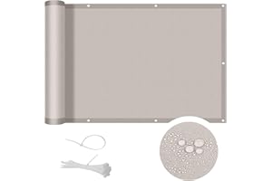 COOL AREA Balkon Sichtschutz 90x700cm mit UV-Schutz für PES Balkonabdeckung,wetterfester Balkonabdeckung mit Kabelbinder,Taupe